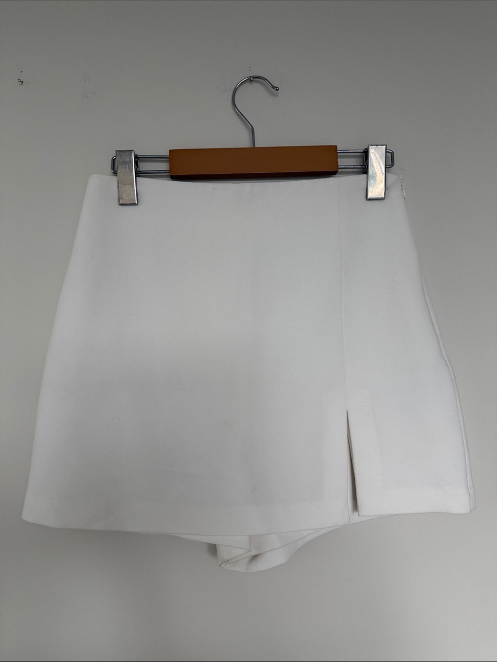 White Mini Skort with Front Slit
